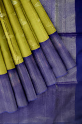 Olive Green with Navy blue soft silk saree - MIRASILKS Olive Green with Navy blue soft silk saree